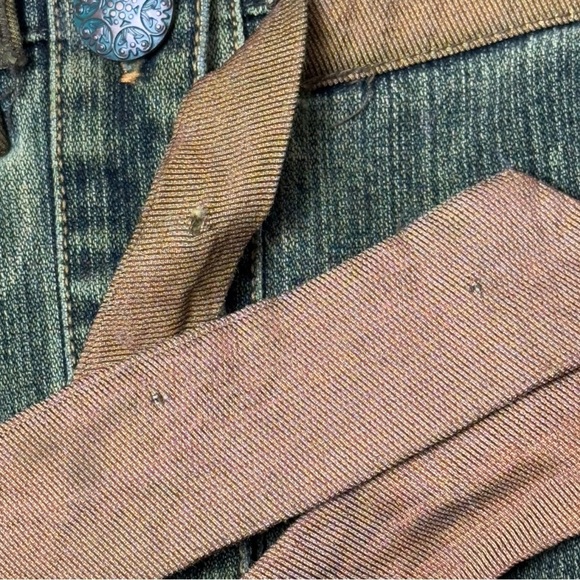 Vintage Joy London Denim Ruffled Beaded Jean Jacket Large Extra Large - Picture 13 of 15